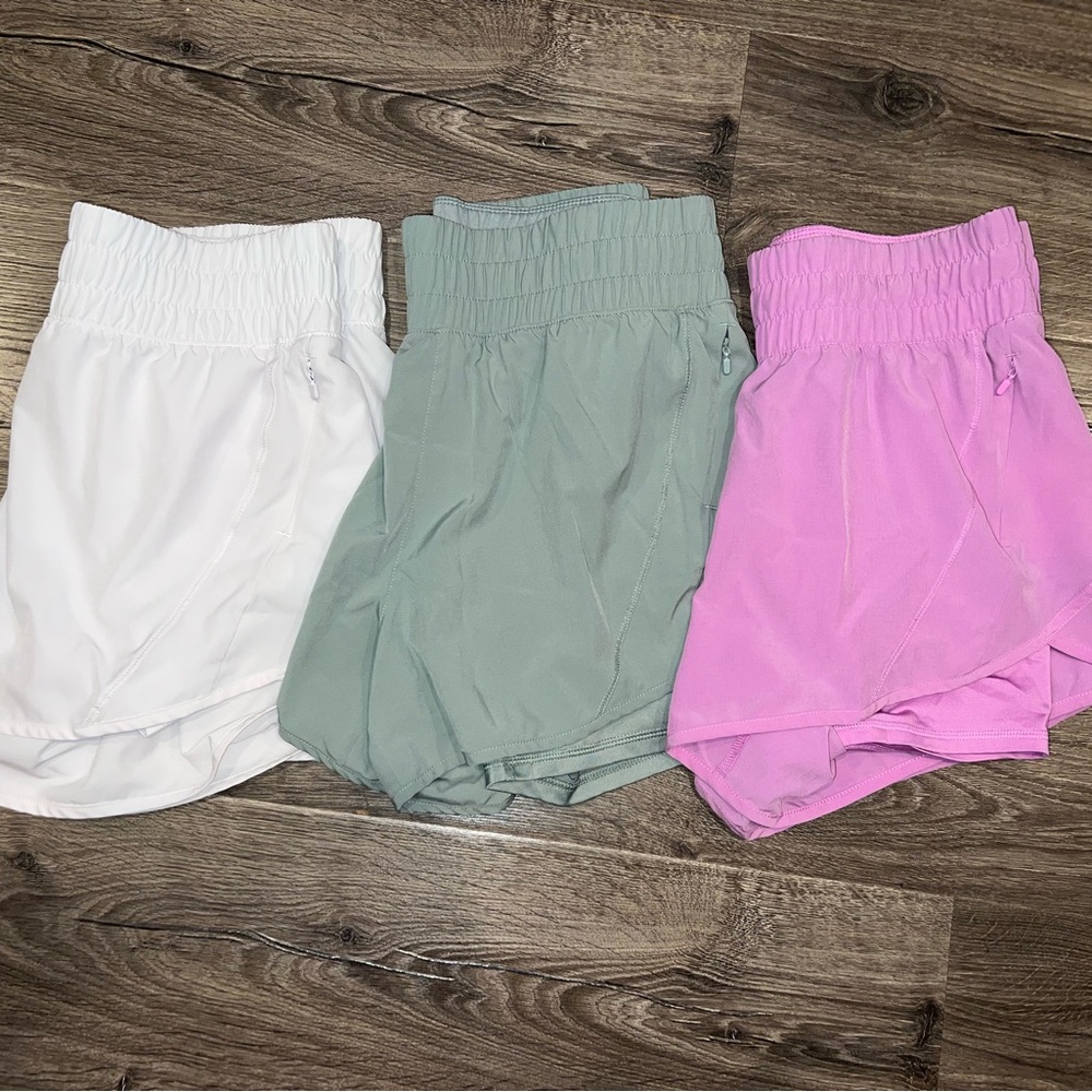 Avia Sage Green Athletic Shorts with Smocked Waistband